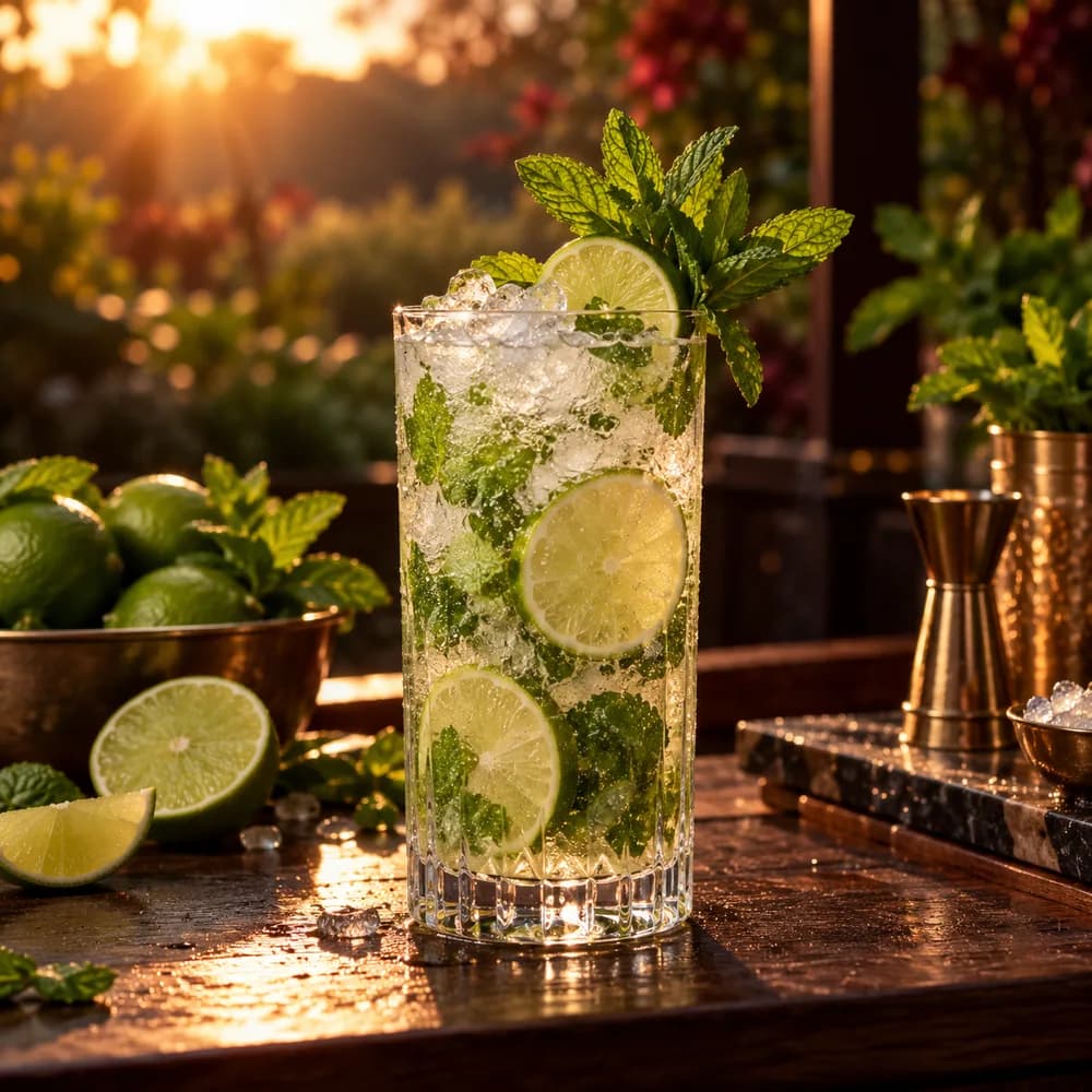 Mocktail Mojito servido en Vaso alto 400 ml.