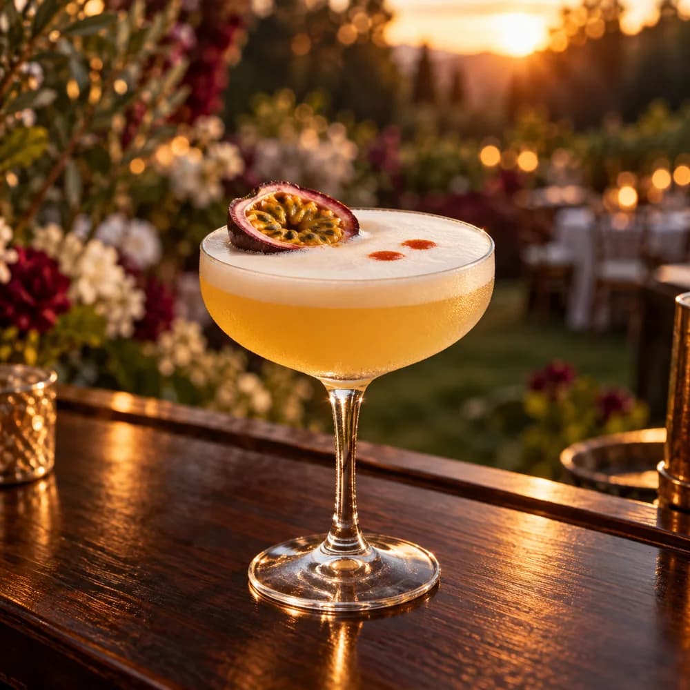 Passion Sour servido en Copa sour 250 ml.