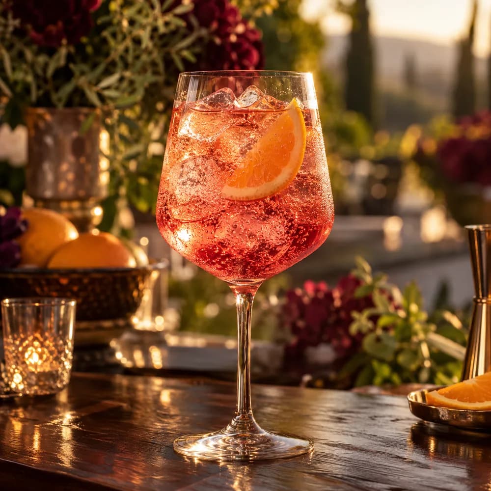 Ramazzotti Rosato Spritz servido en Copa de vino 350 ml.
